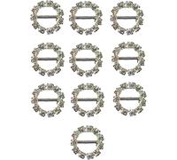 Syntego 10 x piccole decorazioni rotonde in argento con strass e fibbie per nastri con strass di grado A, per artigianato nuziale (BK29)