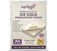 Syntego A4 Petali Carta Perlescente Fronte/Retro 120Gsm Adatta Per Stampanti Inkjet e Laser 10 (Oro, Bianco)