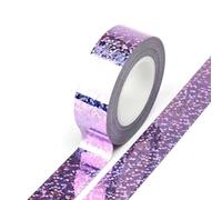 Syntego Nastro adesivo decorativo Washi con effetto olografico e glitter, 15 mm x 5 m, colore: lilla