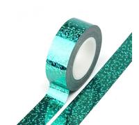 Syntego Nastro adesivo decorativo Washi con effetto olografico e glitter, 15 mm x 5 m (turchese)