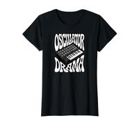 Synthesizer Oscillator Drama Retro Analog Keyboard Synth Maglietta con Stampa Grafica Economica, Donna, Nero, XS