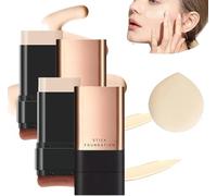 Synthetic Foundation Stick,2 in 1 Luxury Anti-Wrinkle Foudation Stick,Double-Head Foundation Make Up Stick,Hydrating Lightweight Foundation Stick with Brush,Flawless Eraser Foundation Stick (02#, 2pc)