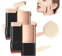 Synthetic Foundation Stick,2 in 1- Luxury Anti-Wrinkle Foundation Stick,Double Head Foundation Make-Up Stick,Hydrating Lightweight Foundation Stick with Brush (2 pcs-Natural)