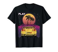 Synthwave JDM Auto Retro Drifting Racecar Retrowave Auto Maglietta