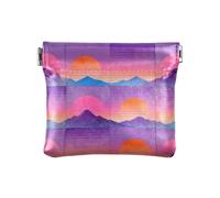 Synthwave - Mini portamonete in pelle con tramonto sulle montagne, per donna e ragazza