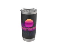 Synthwave Sunset Grid Vaporwave Bicchiere termico in acciaio inox doppia parete