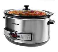 Syntrox Germany - Pentola Slow cooker per cottura lenta, in acciaio inossidabile, con display digitale a LED, timer e funzione per il mantenimento della temperatura, 4,5 litri