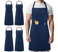 Syntus, confezione da 4 grembiuli da cucina regolabili con 2 tasche, per uomo e donna, chef, blu nautico