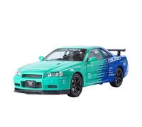 SYOEUR 1:24 Per GTR R34 Speed and Furious Super Racing In Lega Pressofusa Modello Di Auto Con Suono E Luce Set Giochi Modello Auto per Hobby(Green With Box)
