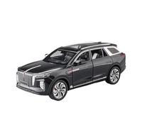 SYOEUR 1:24 Per HONGQI E-HS9 SUV Modellino Auto In Lega Metallo Simulazione Con Suono Luce Giochattolo Decorazione Per Ufficio Visualizzazione Set Giochi Modello Auto per Hobby(Nero)