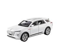 SYOEUR 1:24 Per HONGQI E-HS9 SUV Modellino Auto In Lega Metallo Simulazione Con Suono Luce Giochattolo Decorazione Per Ufficio Visualizzazione Set Giochi Modello Auto per Hobby(White)