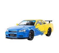 SYOEUR 1:24 Per Nissan GTR R34 Modified Version Sound & Light Super Racing Alloy Diecast Model Car Set Giochi Modello Auto per Hobby(Blu)