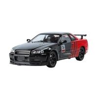 SYOEUR 1:24 Per Nissan GTR R34 Modified Version Sound & Light Super Racing Alloy Diecast Model Car Set Giochi Modello Auto per Hobby(Nero)