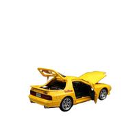 SYOEUR 1/32 Per Mazda RX7 In Miniatura Pressofusa RX-7 Modello Di Auto Giocattolo Con Suono E Luce, Porte Apribili, Da Collezione Set Giochi Modello Auto per Hobby(Yellow)