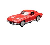SYOEUR 1/36 Per Chevrolet Corvette Stingray 1963 Modello Auto Classica In Lega Metallo Colato Miniatura Con Funzione Di Rimbalzo Set Giochi Modello Auto per Hobby(Rosso)