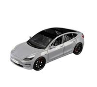 SYOEUR Modello Di Auto In Lega 1/24 Per Tesla Model3 Pressofuso Con Suono E Luce Tirare Indietro Accessori Per La Decorazione Set Giochi Modello Auto per Hobby(Gray)