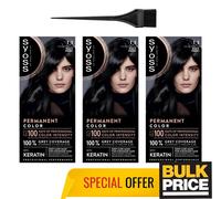 Syoss 1-1 Nero Colore Capelli Qualità Professionale Copertura Grigia Bulk 3-Pack