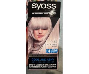 Syoss Blond Cool Blonds - Colore per capelli, 10-55, colore biondo platino, livello 3, 115 ml