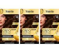 Syoss by Palette Oleo Intense, colorazione permanente, copertura professionale capelli bianchi, 4-18 Castano Moka, confezione da 3