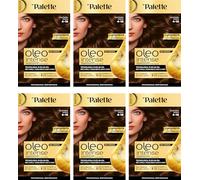 Syoss by Palette Oleo Intense, colorazione permanente, copertura professionale capelli bianchi, 4-18 Castano Moka, confezione da 6