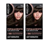 Syoss Colore per capelli 3_1, marrone scuro, livello 3 (2 x 115 ml), colorazione permanente fino a 10 settimane, intensità del colore e 70% in meno di rottura dei capelli