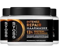 SYOSS Intense Repair Maschera per capelli (3 x 400 ml), trattamento di alta qualità per capelli secchi e danneggiati, riparato con 13% di fibre per capelli complesso proteico a tutti i livelli e aiuta