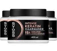 SYOSS Maschera intensa alla cheratina (3 x 400 ml), trattamento di alta qualità per capelli deboli e fragili, con un complesso di cheratina al 15% per capelli più forti e meno rottura dei capelli