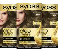 Syoss Oleo Intense Olio Colorazione 6-10 Biondo scuro Livello 3 (3 x 115 ml), colore permanente per capelli con nutriente senza ammoniaca