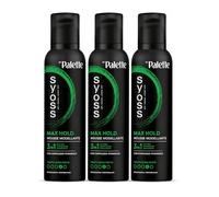 Syoss Palette Max Hold Mousse Tenuta Forte 3 x 250ml, Schiuma capelli ricci 3-in-1 che acconcia, protegge e ripara, Spuma capelli ricci con complesso vitaminico adatta per il "Curly Hair Method"*