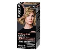 SYOSS Permanent Color 7-1 biondo medio, tintura per capelli e maschera intensiva con cheratina per una copertura professionale dei capelli grigi, colore duraturo e cura intensiva