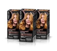 SYOSS Permanent Color 8-7 biondo dorato caramello, tintura per capelli e maschera con cheratina per una copertura professionale dei capelli grigi, colore duraturo e cura intensiva, confezione da 3