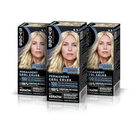 SYOSS Permanent Cool Color 9-5 biondo molto chiaro cenere, tintura per capelli e maschera intensiva con cheratina per una copertura professionale di capelli grigi, colore resistente, confezione da 3