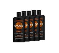 Syoss Shampoo Repair (5 x 440 ml), shampoo per capelli secchi e danneggiati, shampoo per capelli previene danni ai capelli, formula con complesso ammino e alga wakame