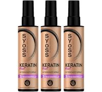 SYOSS Spray di protezione dal calore alla cheratina (3 x 200 ml), spray termico offre protezione dal calore fino a 230 °C, con controllo crespo per stili lisci, ricci o ondulati di lunga durata