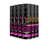 SYOSS Spray rigenerante Retoucher marrone (6 x 120 ml), spray per capelli copre un approccio più chiaro e grigio, resistente al sudore e alla pioggia, lavabile fino a 40 applicazioni