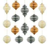Syoulin - Decorazione natalizia 3D in carta a nido d'ape, 16 pezzi, da appendere e per albero di Natale