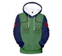 Syqiya Felpa con cappuccio con stampa 3D, Hatake Kakashi, costume da cosplay, da uomo e da donna, unisex, verde, L (petto 110 cm)