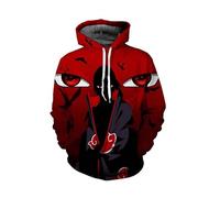 Syqiya Felpa con cappuccio con stampa 3D, Uchiha Itachi Cosplay Costume Adult Uomo Donna Rosso XL (petto 113 cm)