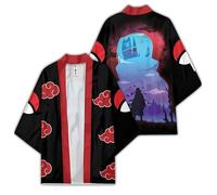 Syqiya Unisex Uchiha Itachi Kimono Costume Cosplay Mantello Cappotto Cardigan Nero Uomo Donna S