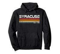 Syracuse New York, Design retrò a Righe, Stile Vintage, con Città Felpa con Cappuccio