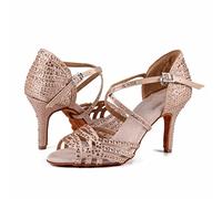 Syrads Donna Peep Toe Cross Strap Strass Tango Social Ballroom Scarpe da Ballo Latino Scarpe da Ballo per Feste di Matrimonio,Colore Chiaro 8.5cm Heel,39 EU