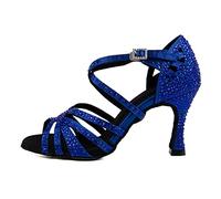 Syrads Scarpe da Ballo Latino da Ballo da Donna con Strass Salsa Tango Bachata Scarpe da Ballo al Coperto per la Festa Nuziale Prom,Blu 9cm Heel,39 EU