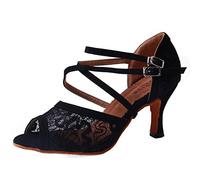 Syrads Scarpe da Ballo Latino Donna Salsa Nero Scarpe da Ballo da Sala Tango Valzer Kizomba Bachata