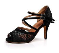 Syrads Scarpe da Ballo Latino Donna Salsa Nero Scarpe da Ballo da Sala Tango Valzer Kizomba Bachata