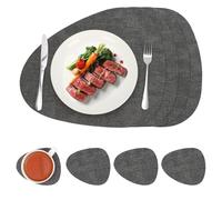 Syrads Tischsets und Untersetzer Wasserdichte Küchentischsets Kaffeesets Waschbare Tischsets und Untersetzer 4er-Sets,Grigio scuro