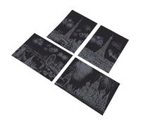 Syrisora Carta da Grattare da 4 Pezzi, Kit Artistico Colorato della Serie di Edifici con Vista Notturna della città con Penna in bambù, per Decorazioni Artigianali (A4 (4 vedere))