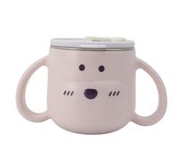 Syrisora Coppa Isolata del Bambino, Tazza Isolata per Bambini con Cannuccia, Isolamento per Bambini 316L Coppa in Acciaio Inossidabile con Paglia a Doppio Doppio Manico a Doppio Muro (Rosa)