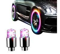 Syrisora Luci per Ruote da 2 Pezzi, Luci Decorative Colorate per Pneumatici con Flash Automatico e Design Impermeabile, per Auto, Moto, Biciclette, Veicoli Elettrici (A)