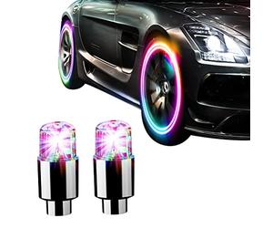 Syrisora Luci per Ruote da 2 Pezzi, Luci Decorative Colorate per Pneumatici con Flash Automatico e Design Impermeabile, per Auto, Moto, Biciclette, Veicoli Elettrici (A)