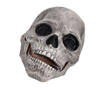 Syrisora Maschera di Teschio di Halloween Maschera per Festa di Cosplay Full Head per il Festival di Capodanno Pasqua di Natale Inquietante Faccia Horror in Lattice per la Testa di (Grigio scuro)